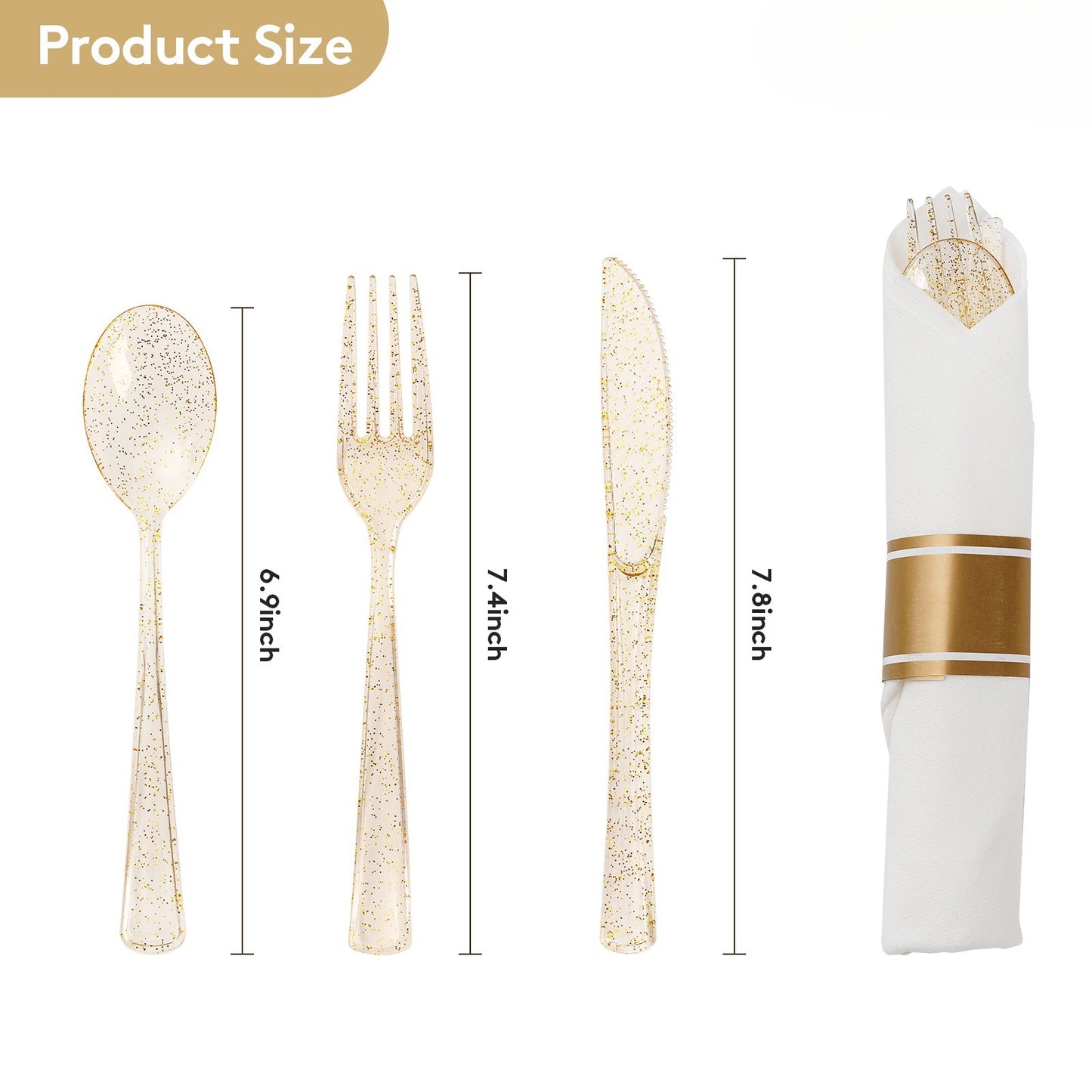 Fancy Disposable Pre-Rolled Plastic Silverware for Party, Wedding, and Daily Use