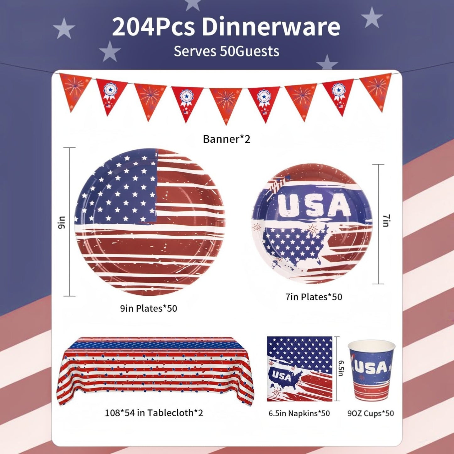 Paper Plates and Napkins Set for Specific holidays like Independence Day, Soccer Theme Party