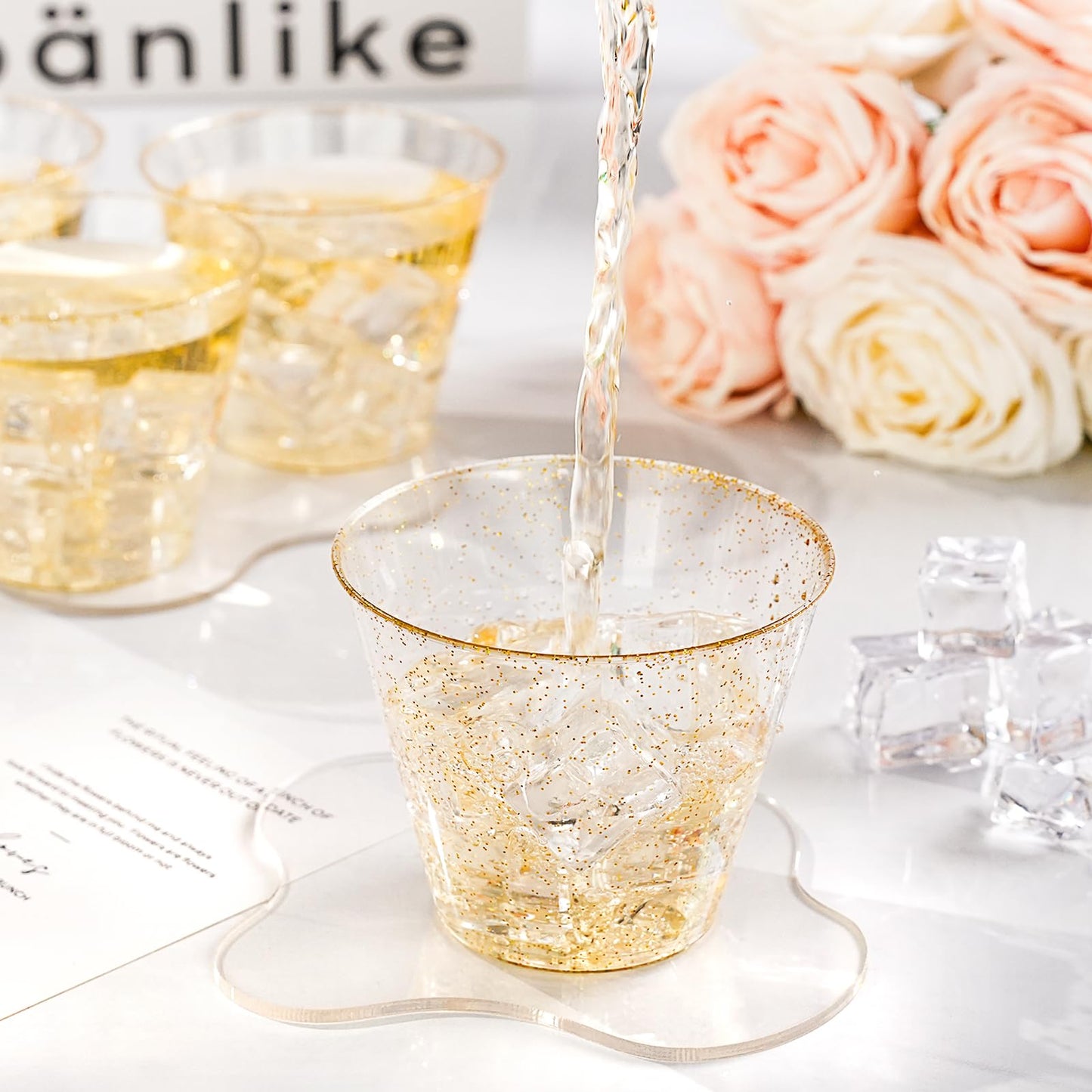 Disposable Ounces Glitter Plastic Cups For Picnics, and Family Reunions