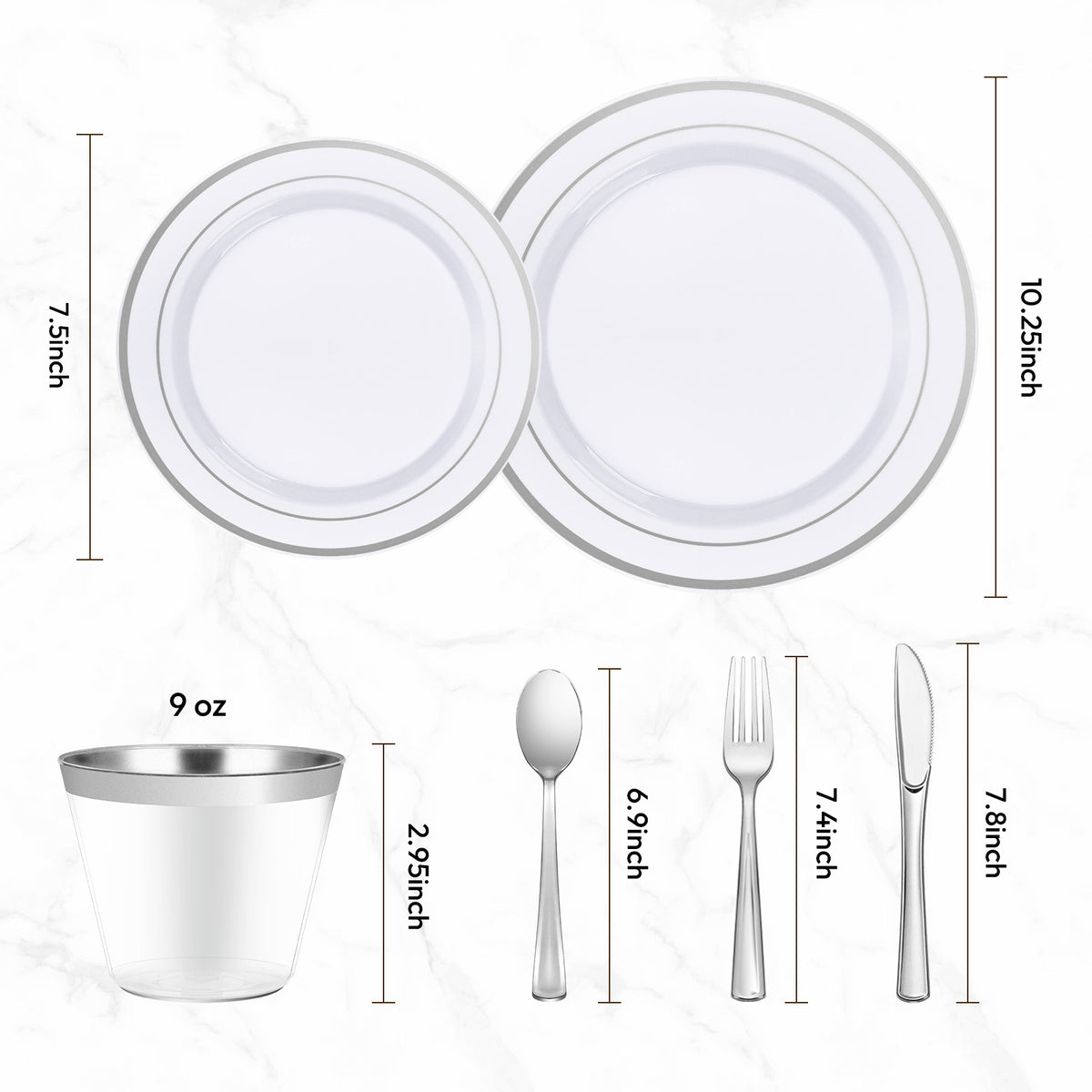 Plastic Dinnerware Set for Weddings & Parties