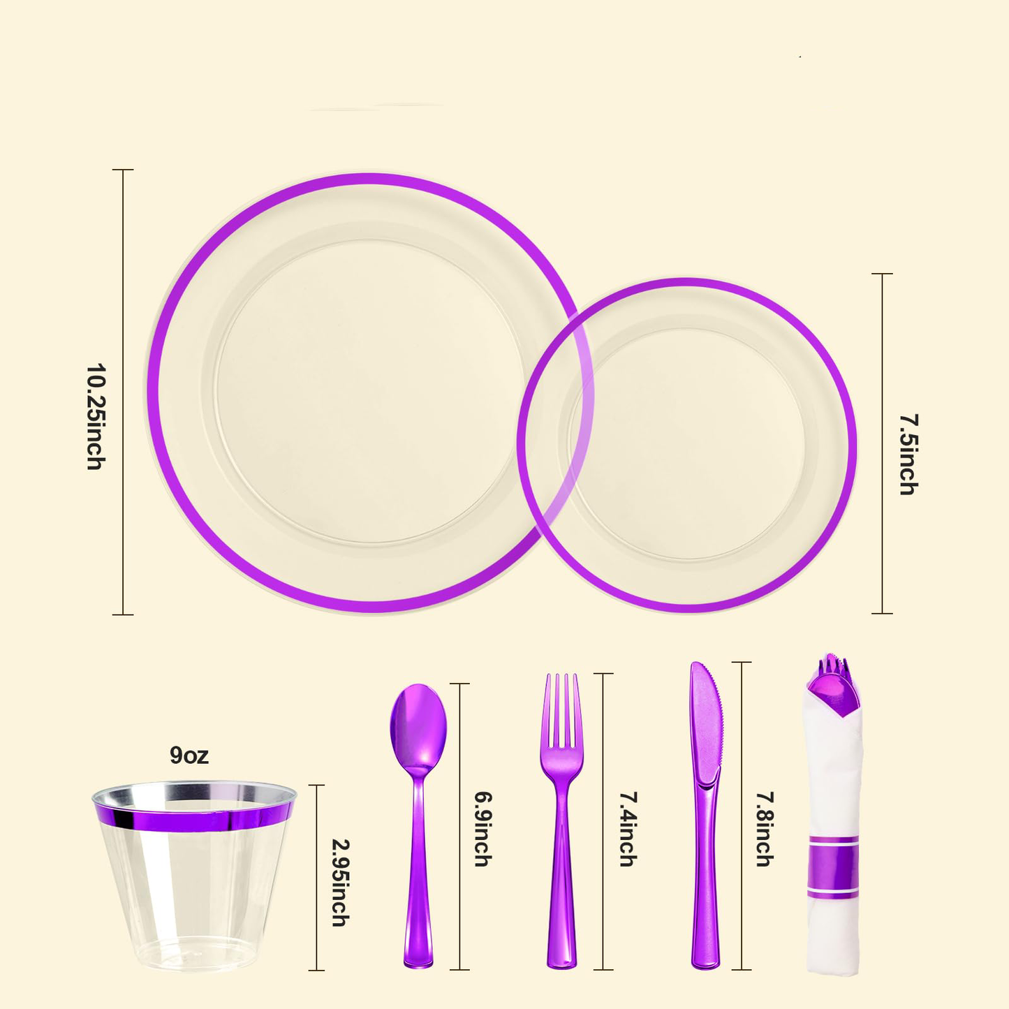 Durable Disposable Clear Plastic Dinnerware Set with Single-Rim Design