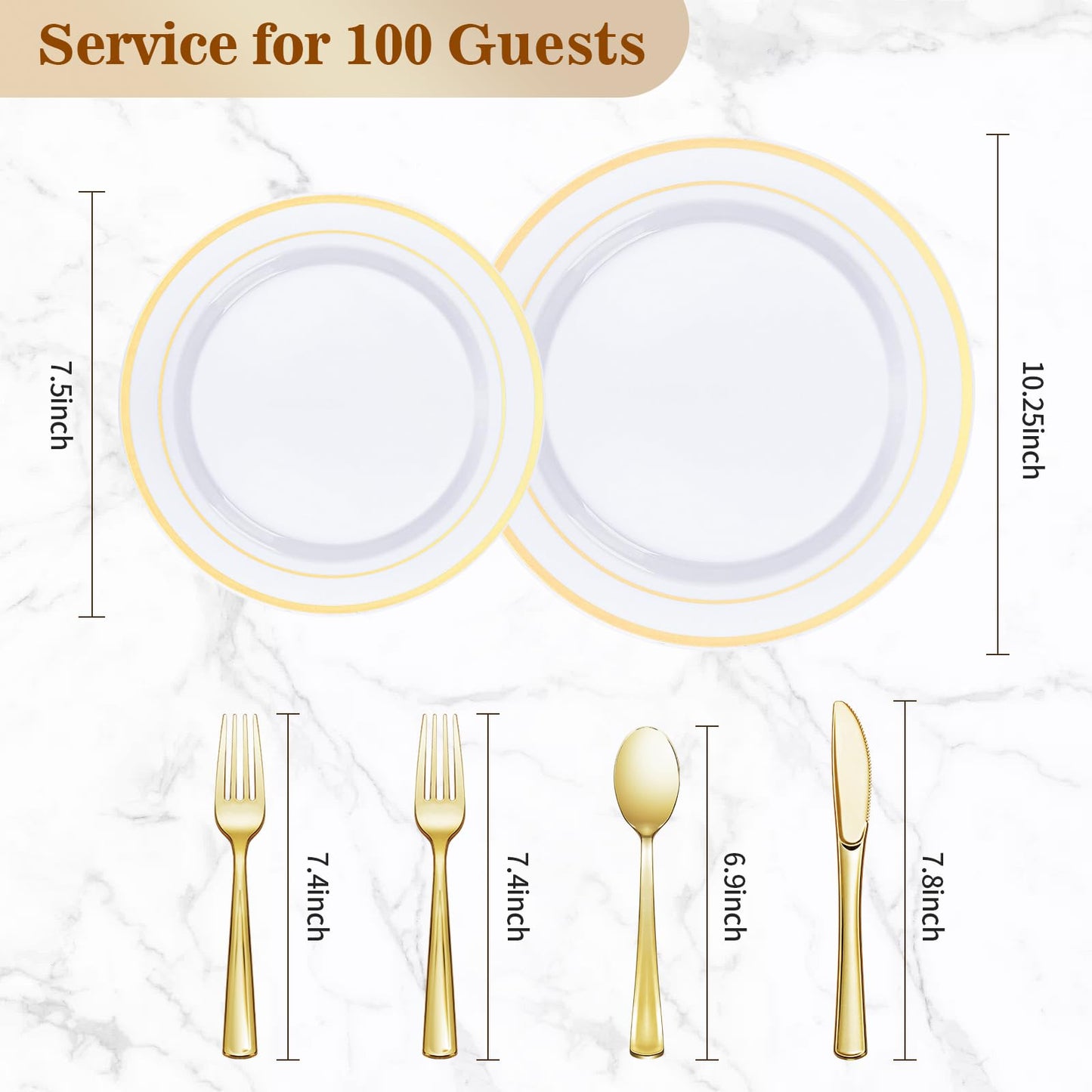 Goodluck 600-Piece Disposable Gold Dinnerware Set for 100 Guests