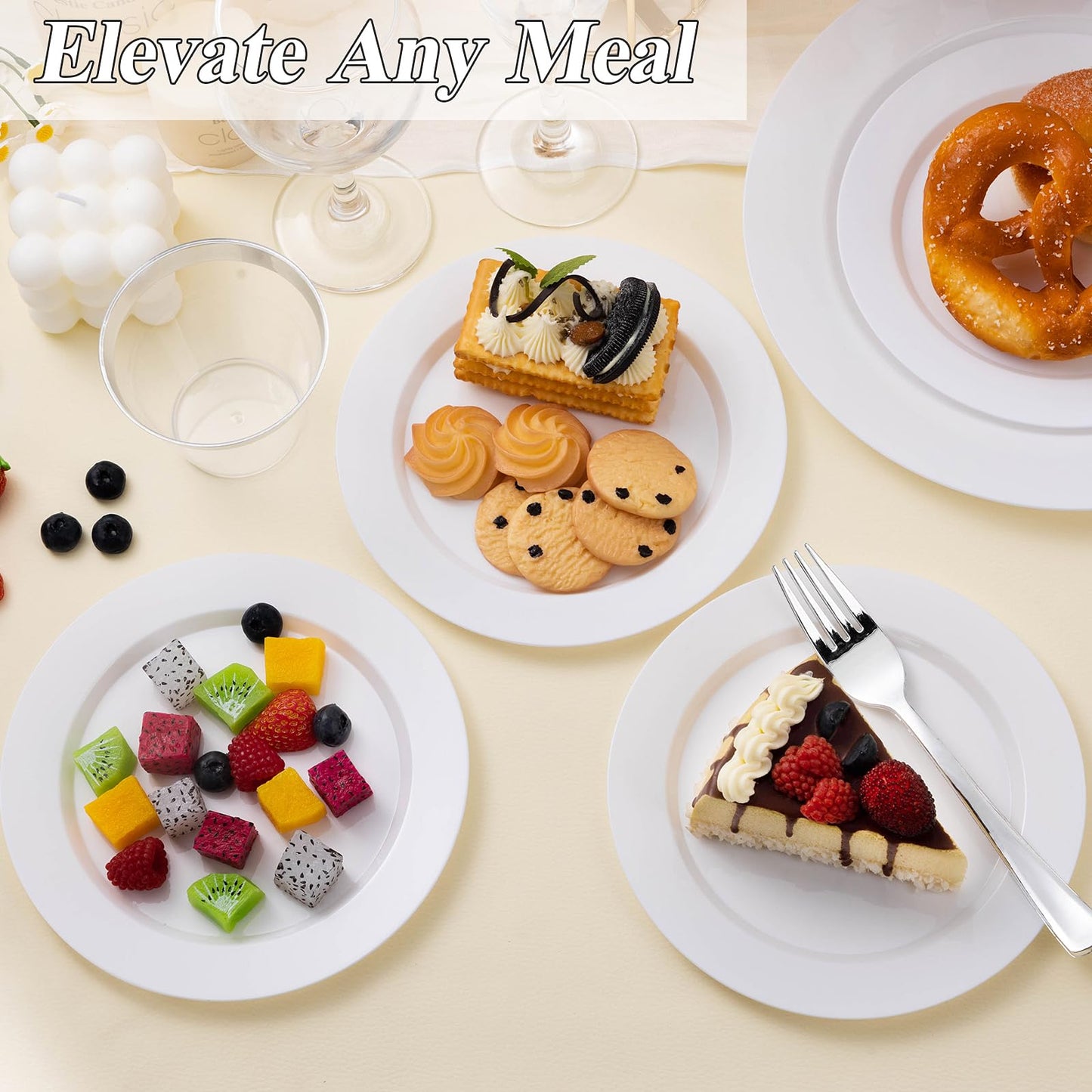 Goodluck White Plastic Plates Set for Parties