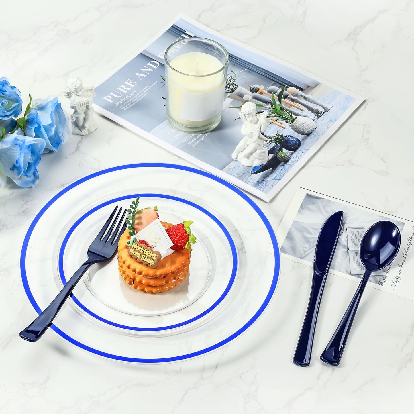 Fancy Disposable Pre-Rolled Plastic Silverware for Party, Wedding, and Daily Use