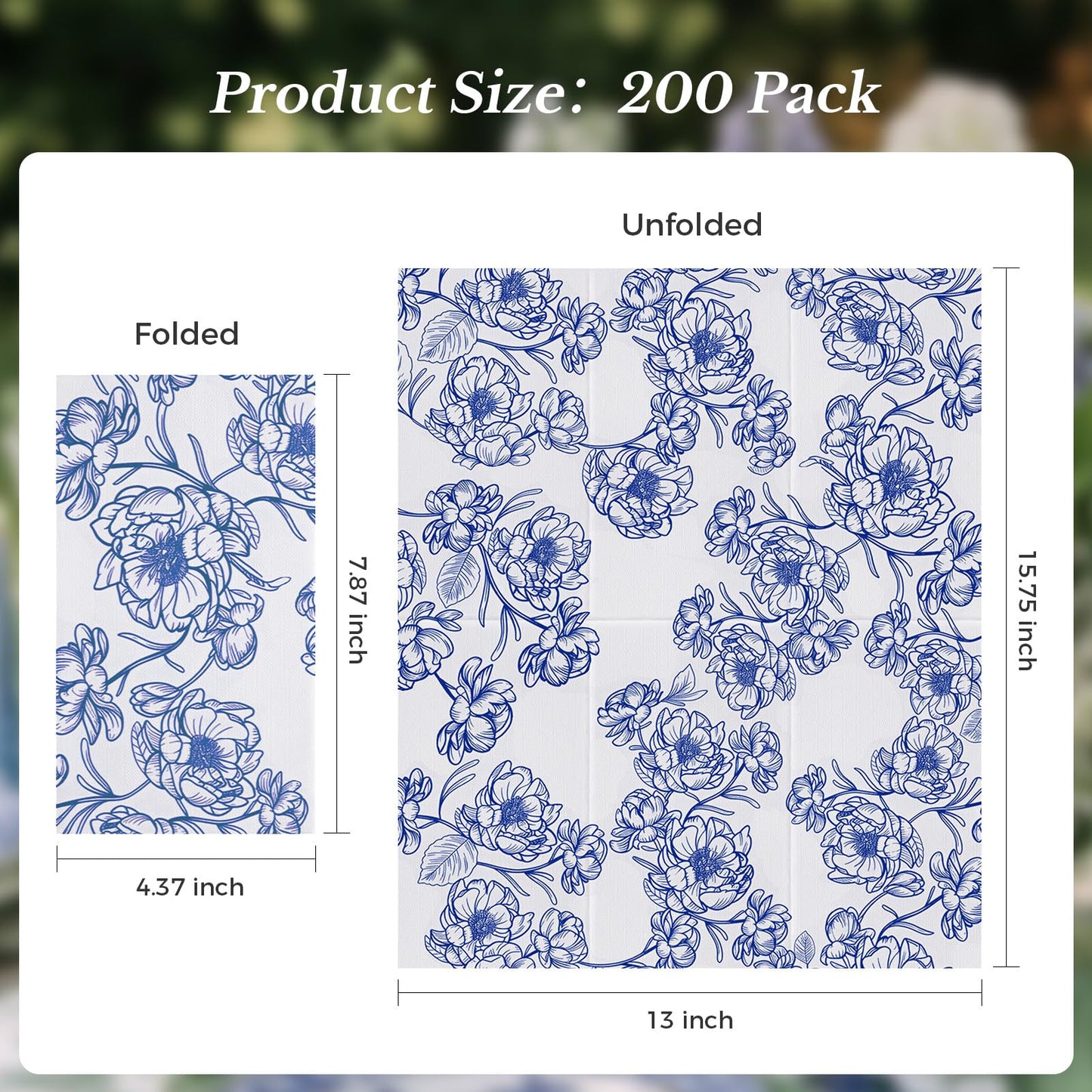 2-Ply Soft Vintage Rustic Botanical Absorbent Guest Napkins for Wedding, Bridal Shower, Tea Party, Kitchen and Guest Room