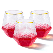 12 Oz Hammered Diamond Stemless Plastic Wine Glasses for Weddings, Birthday Parties, Family Gatherings, Bars
