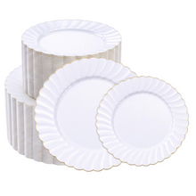 Beautiful Scalloped Gold Rim Plastic Plate Sets