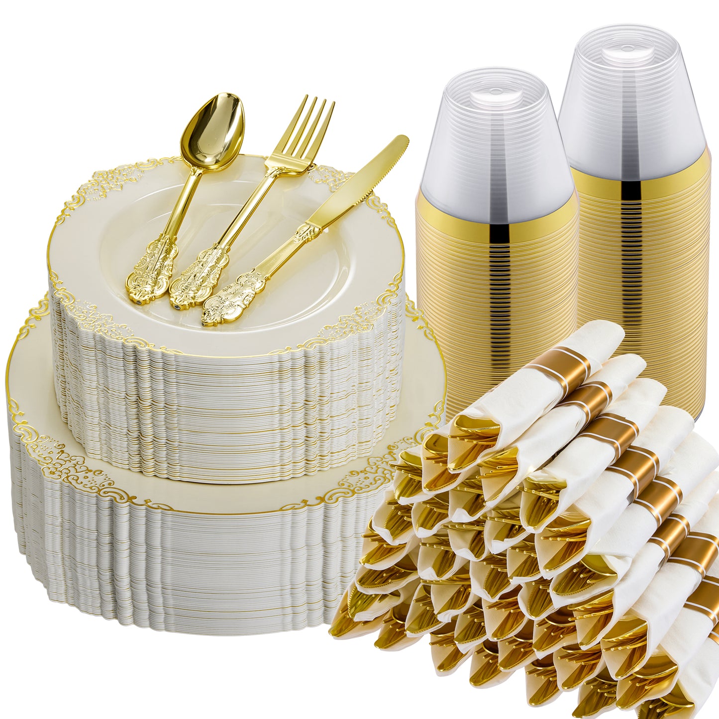 Luxury Disposable Dinnerware for Weddings & Parties,Stress-Free Celebration Party-Ready in Minutes