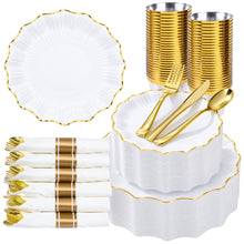 Exquisite Lotus-shaped Dinnerware Set with Gold Trim