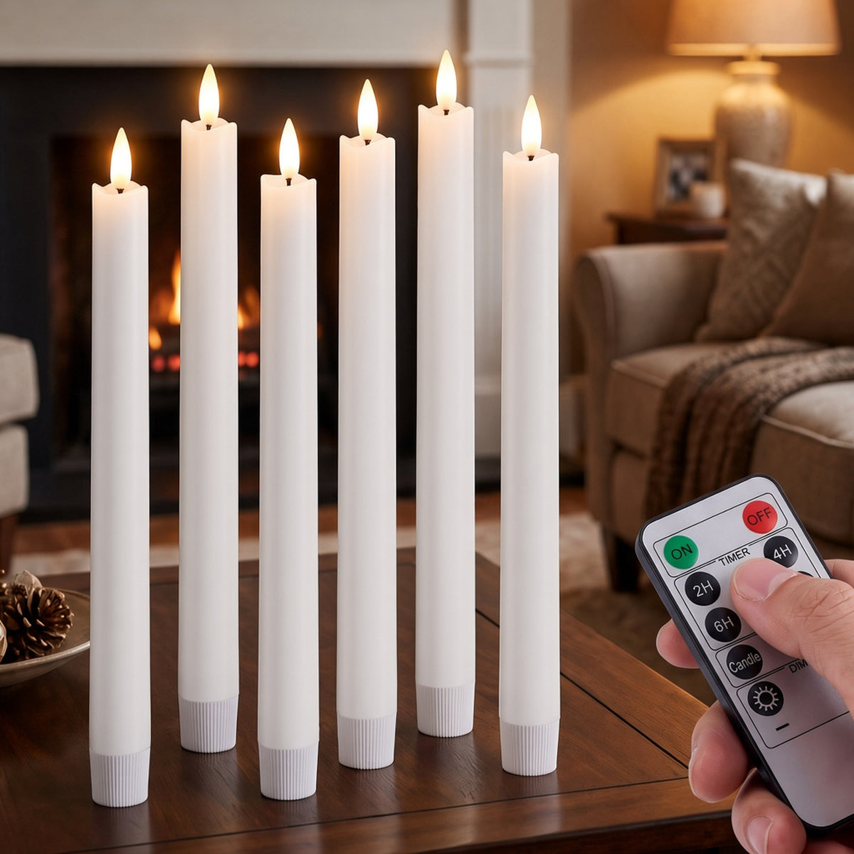 9.6 In Paraffin Wax Flameless Taper Candles