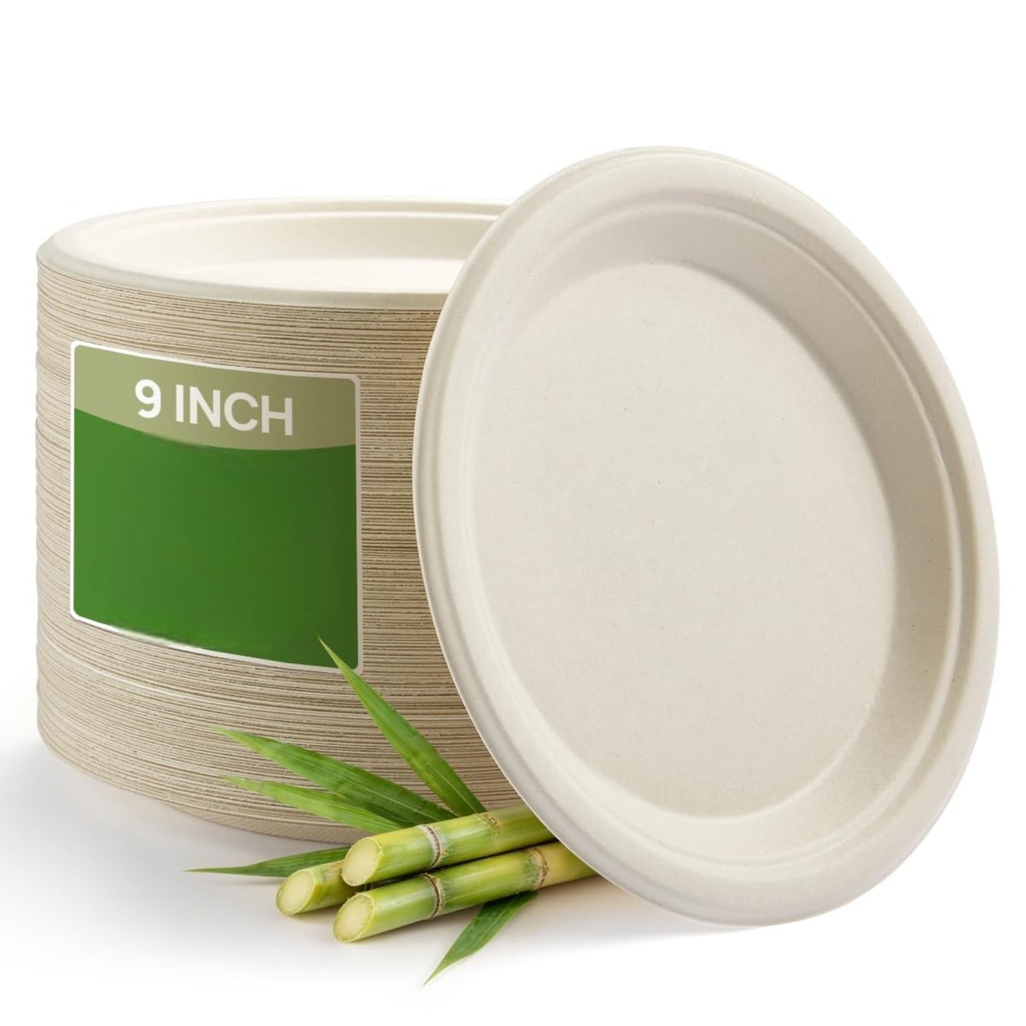 White 100% FSC Certified Heavy Duty Sugarcane Bulk Compostable Eco-Friendly Disposable Plates