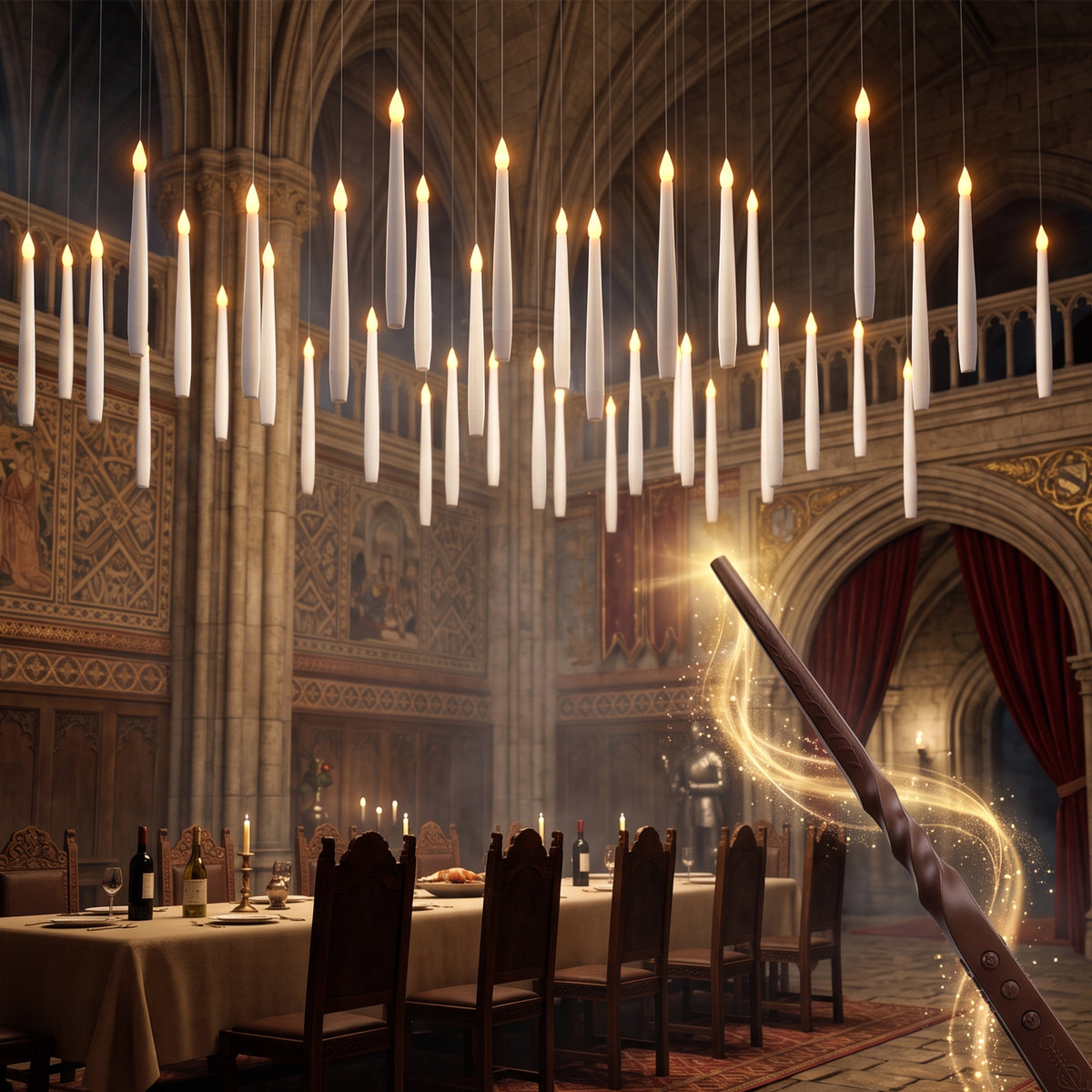 Taper Flameless Hanging Candles with 1 Magic Wands