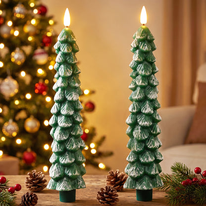 2 PCS Real Paraffin Wax Christmas Tree Candles