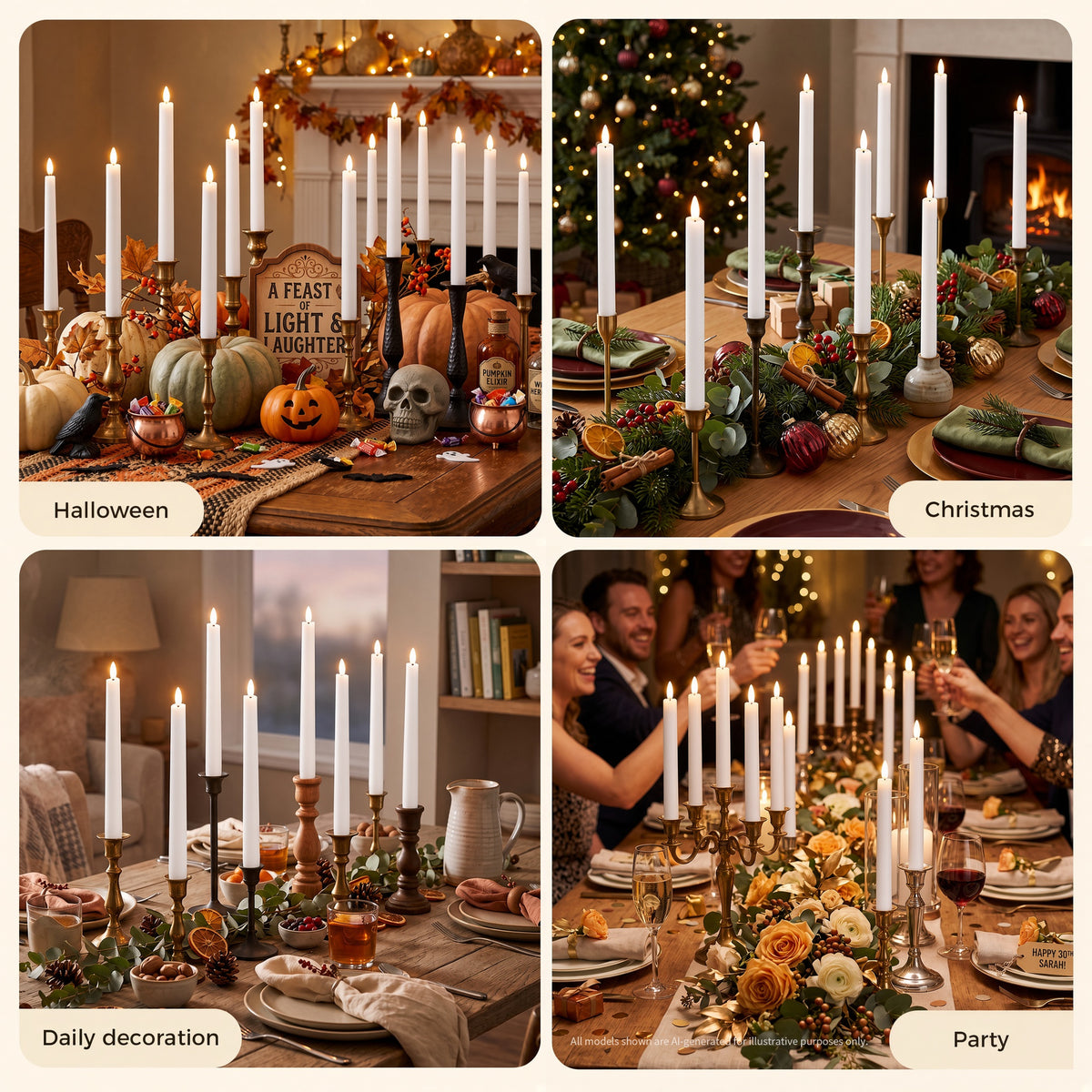 9.6 In Paraffin Wax Flameless Taper Candles