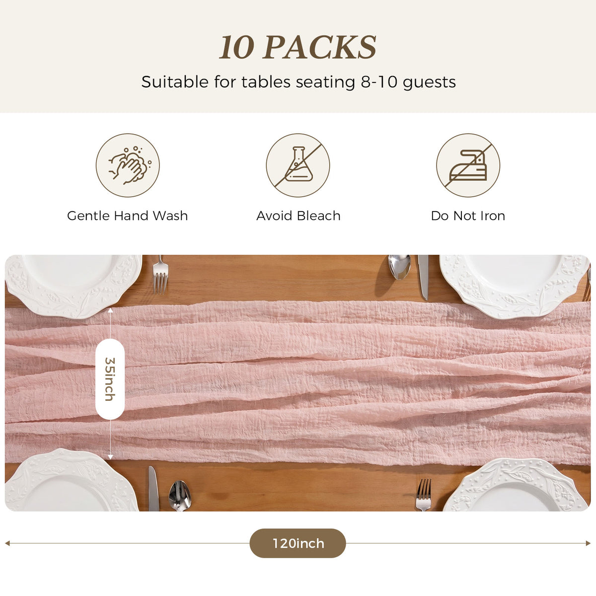 Soft Lightweight Cheesecloth Table Runner For Banquet Tables, Sweetheart Tables, Wedding Arches, Chairs, and Decorative Display