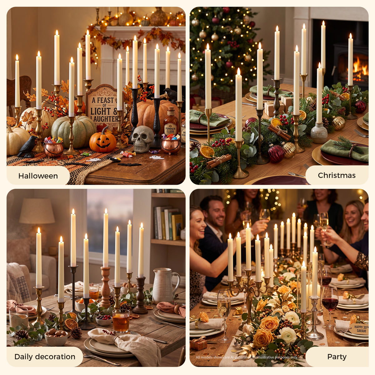 9.6 In Paraffin Wax Flameless Taper Candles