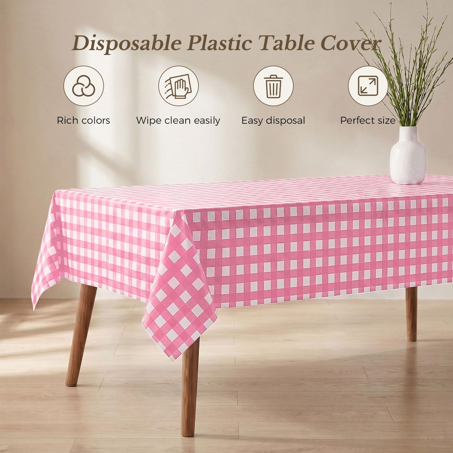 54 x 108 Inch Rectangle Disposable Plastic Tablecloth for Party, Picnic, and Barbecue