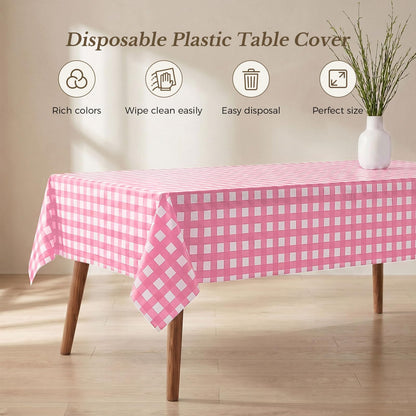 54 x 108 Inch Rectangle Disposable Plastic Tablecloth for Party, Picnic, and Barbecue