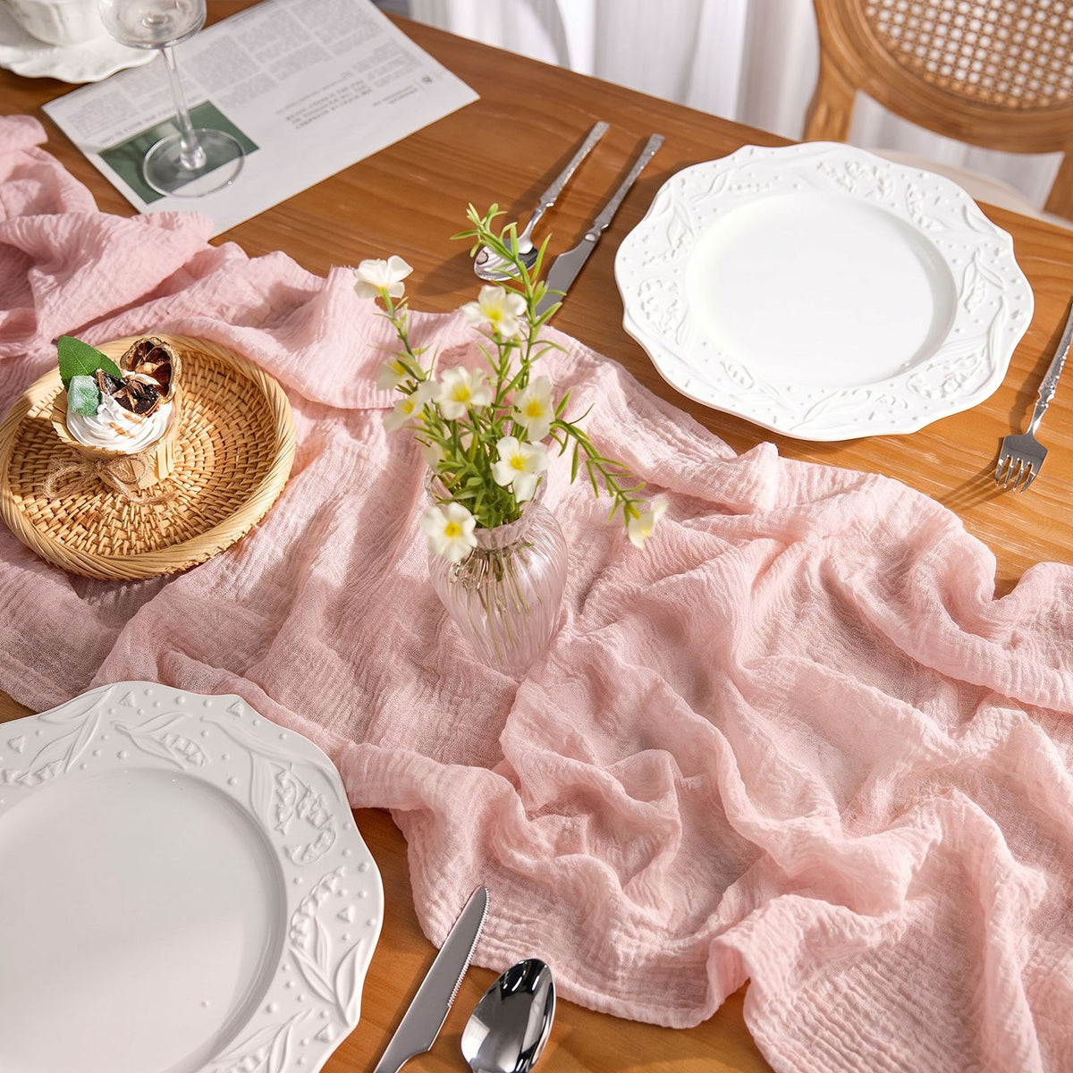 Soft Lightweight Cheesecloth Table Runner For Banquet Tables, Sweetheart Tables, Wedding Arches, Chairs, and Decorative Display