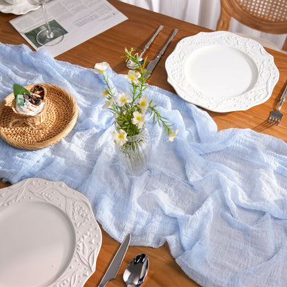 Soft Lightweight Cheesecloth Table Runner For Banquet Tables, Sweetheart Tables, Wedding Arches, Chairs, and Decorative Display
