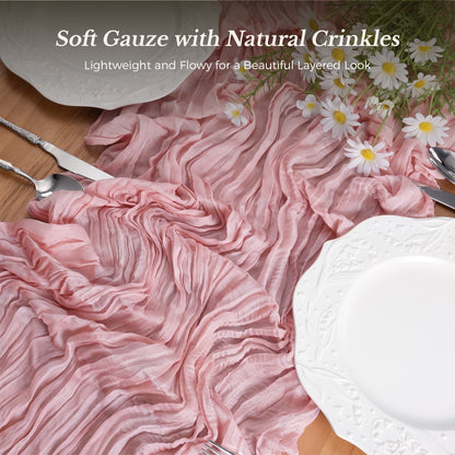 Pretty Durable Extra Wide Cheesecloth Table Runner for Banquet Tables, Sweetheart Tables, Wedding Arches, Chairs, and Decorative Displays