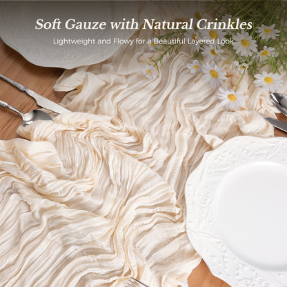 Pretty Durable Extra Wide Cheesecloth Table Runner for Banquet Tables, Sweetheart Tables, Wedding Arches, Chairs, and Decorative Displays