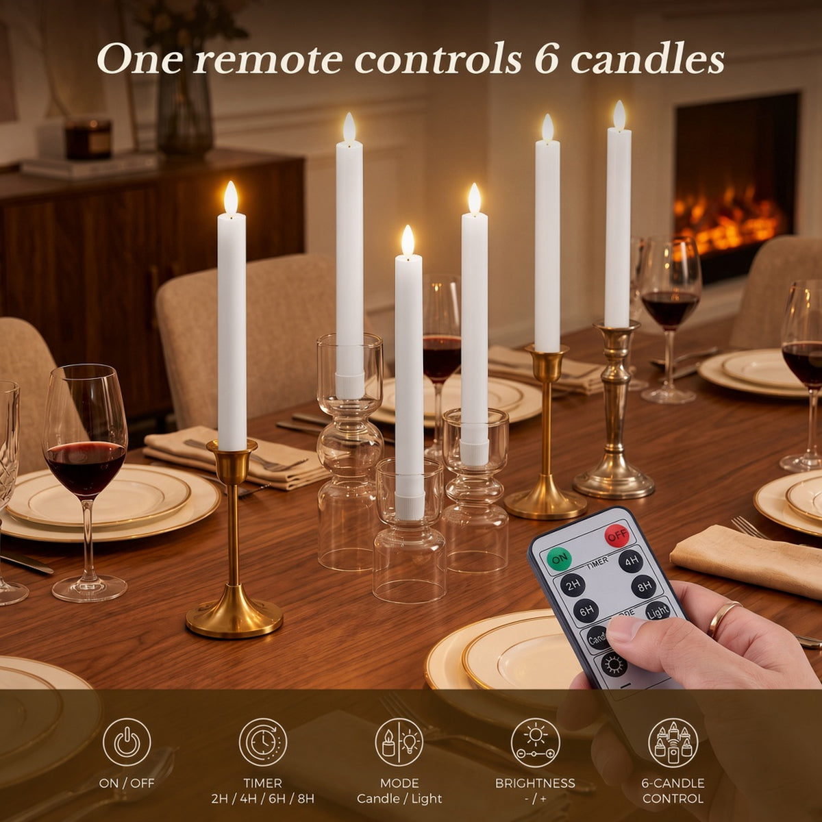 9.6 In Paraffin Wax Flameless Taper Candles