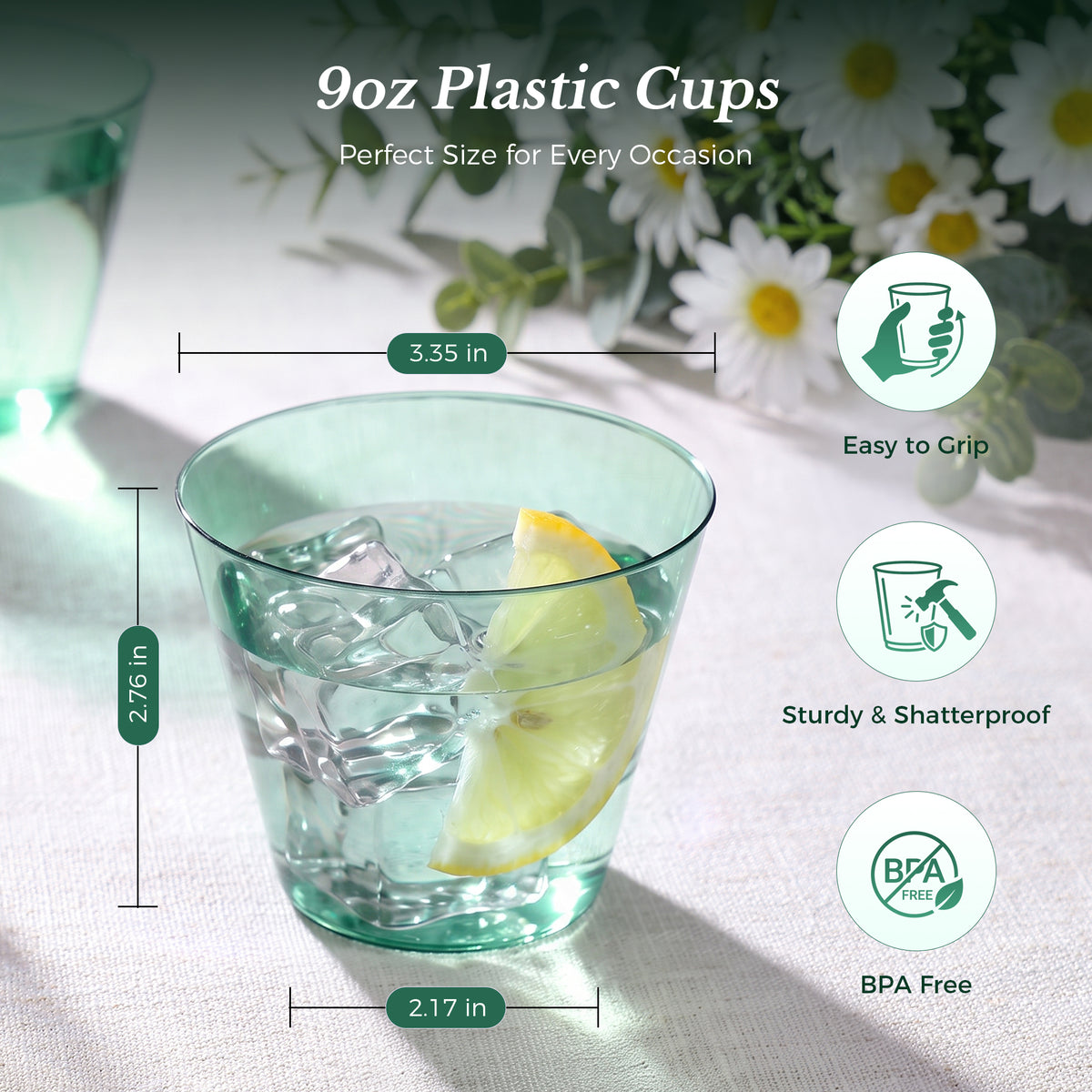 9oz Disposable Plastic Party Cups for Christmas, Halloween, Thanksgiving, Birthdays, Weddings, Graduations