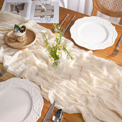Soft Lightweight Cheesecloth Table Runner For Banquet Tables, Sweetheart Tables, Wedding Arches, Chairs, and Decorative Display