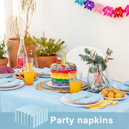 100-Pack 2-Ply 5 x 5 Inches Scalloped Disposable Napkins for Wedding, Birthday, Valentine's Day, and Baby Christening Party Decorations
