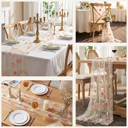 1 Pack Table Runner with Beautiful Decoration for wedding decor, Bridal Shower, Birthday Parties, and Daily Home Dining
