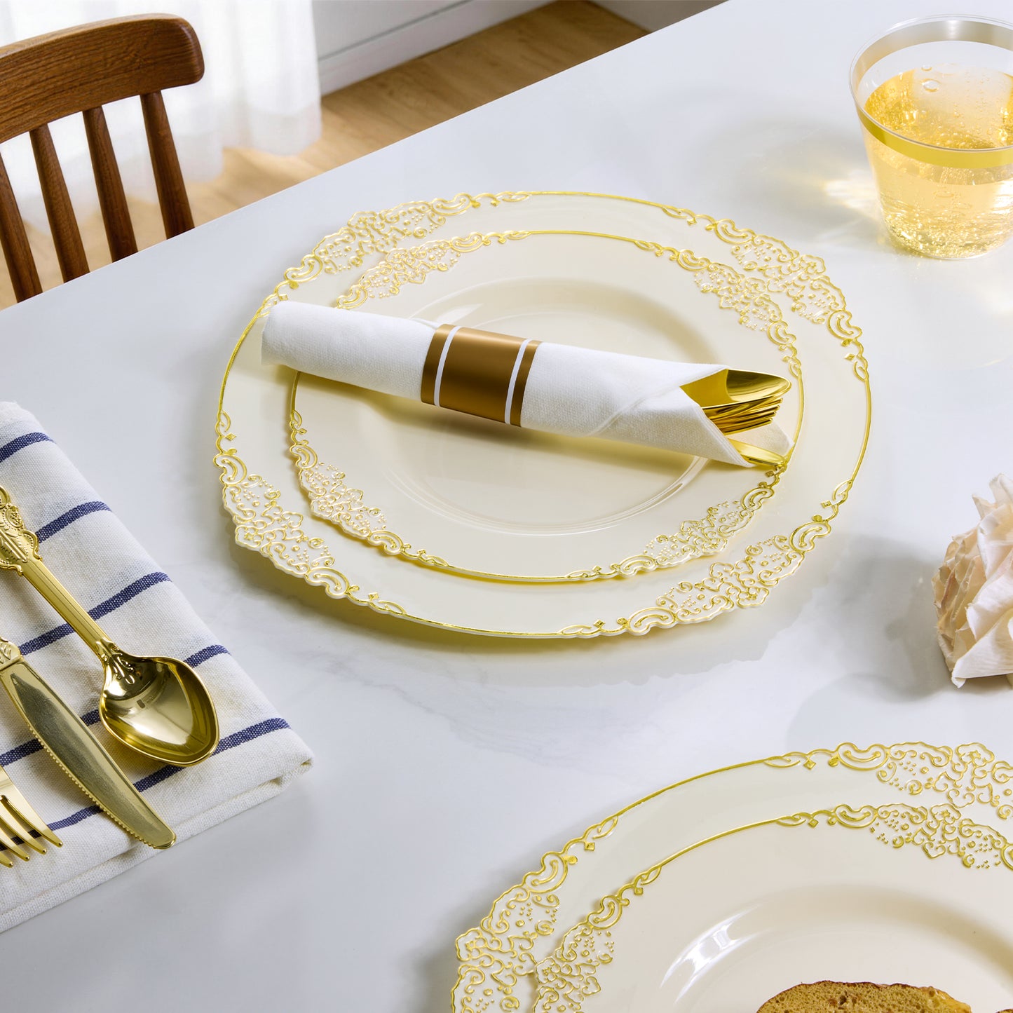 Luxury Disposable Dinnerware for Weddings & Parties,Stress-Free Celebration Party-Ready in Minutes