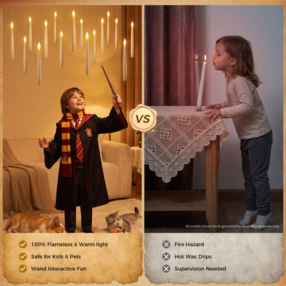Taper Flameless Hanging Candles with 1 Magic Wands