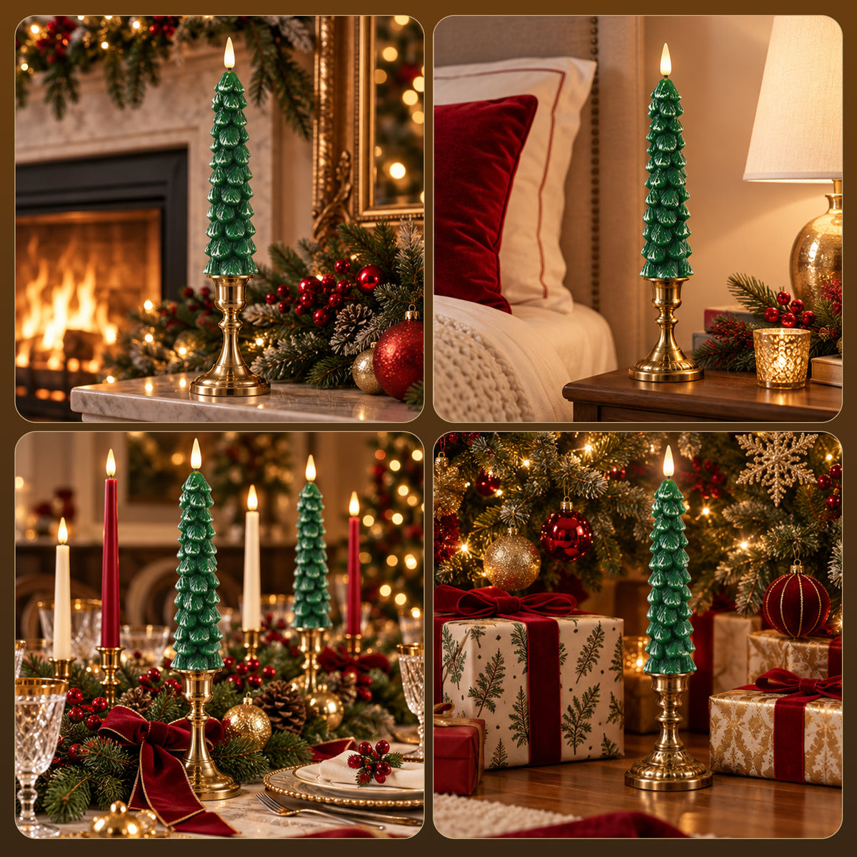 2 PCS Real Paraffin Wax Christmas Tree Candles