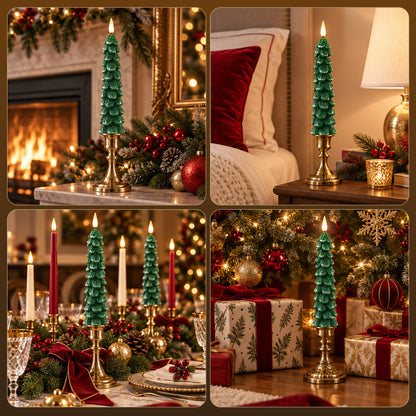 2 PCS Real Paraffin Wax Christmas Tree Candles