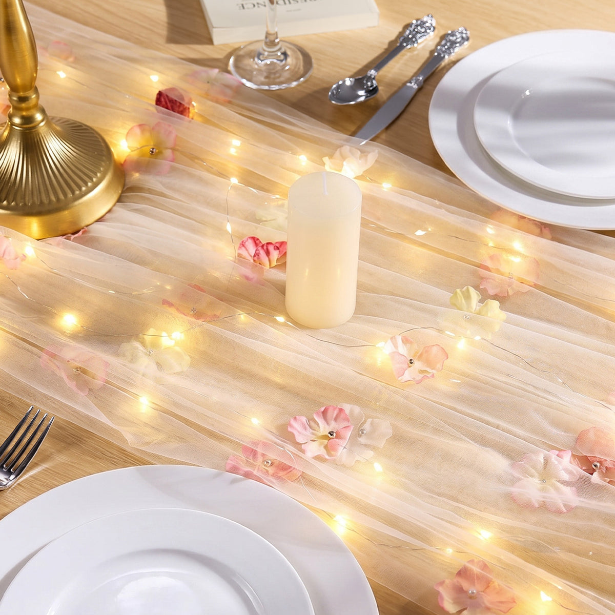1 Pack Table Runner with Beautiful Decoration for wedding decor, Bridal Shower, Birthday Parties, and Daily Home Dining
