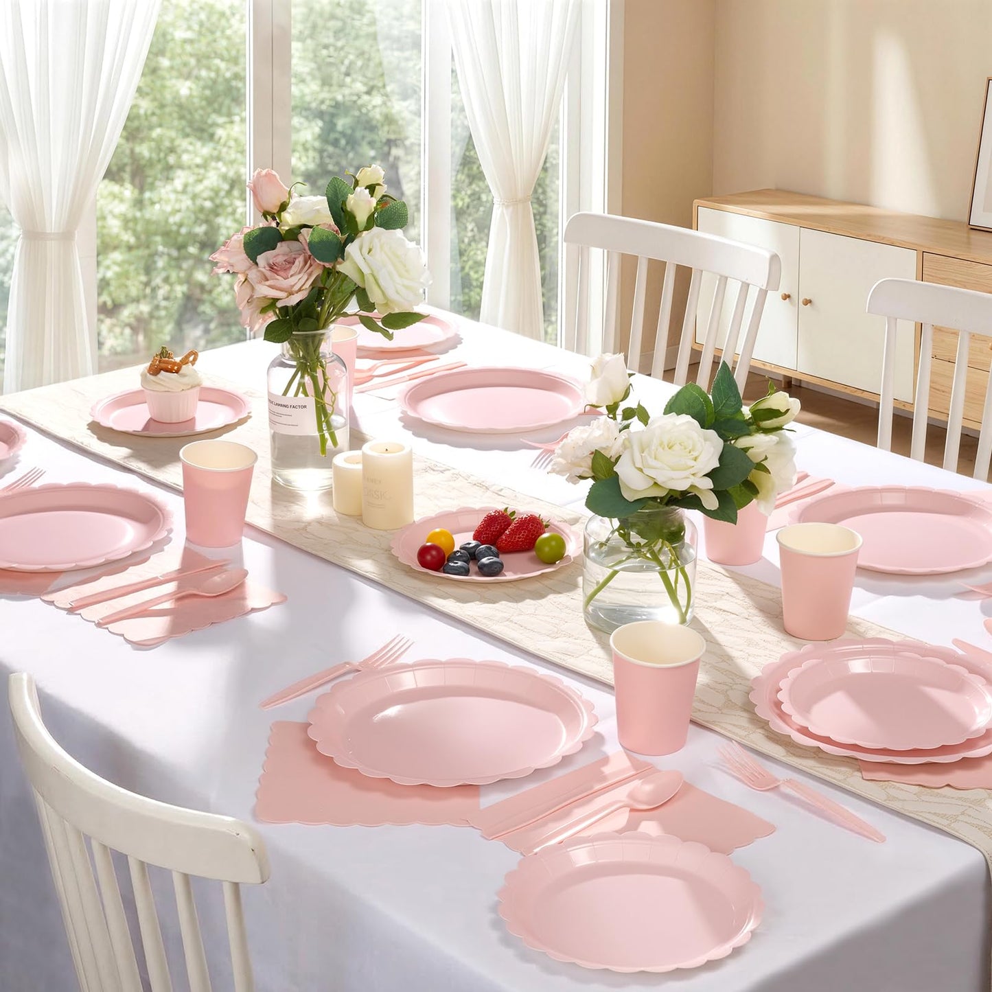 50 PCS 7 in Scalloped Disposable Dessert Plates for Wedding, Baby Shower, Birthday Party