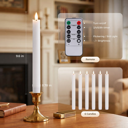 9.6 In Paraffin Wax Flameless Taper Candles