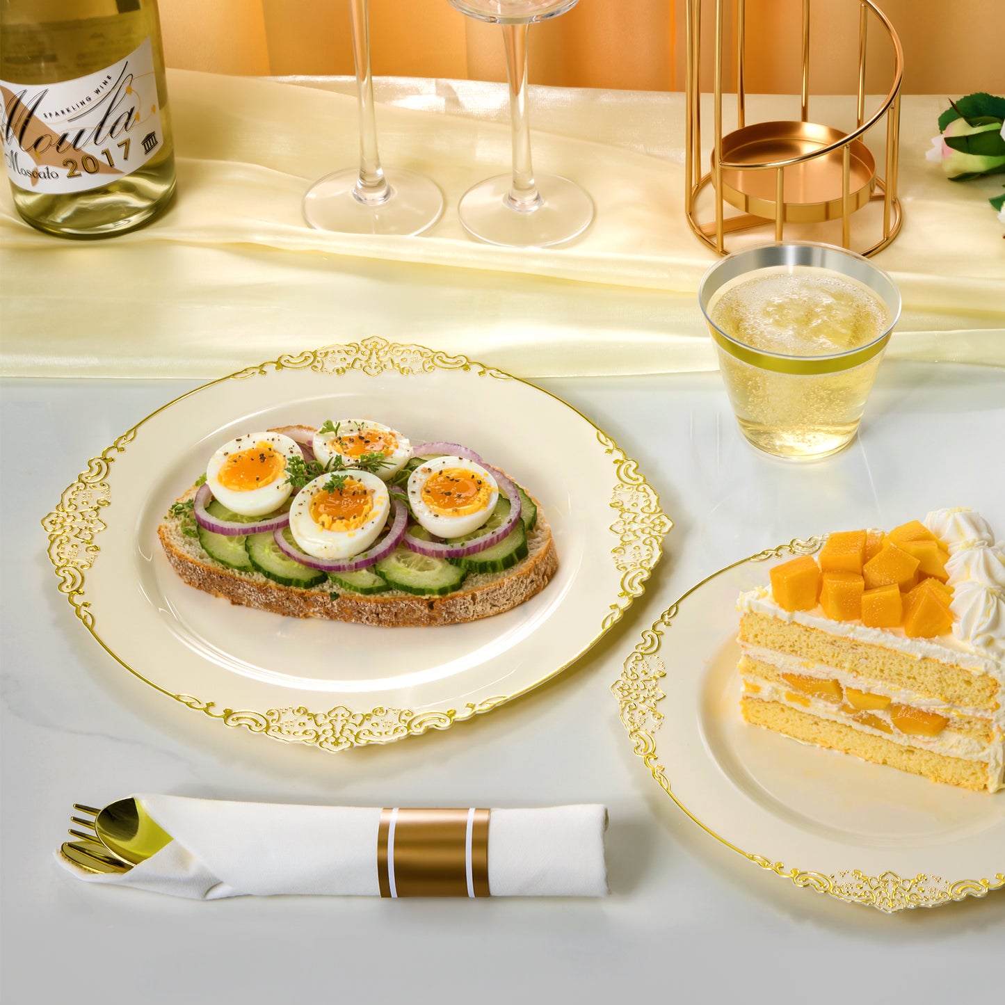 Luxury Disposable Dinnerware for Weddings & Parties,Stress-Free Celebration Party-Ready in Minutes