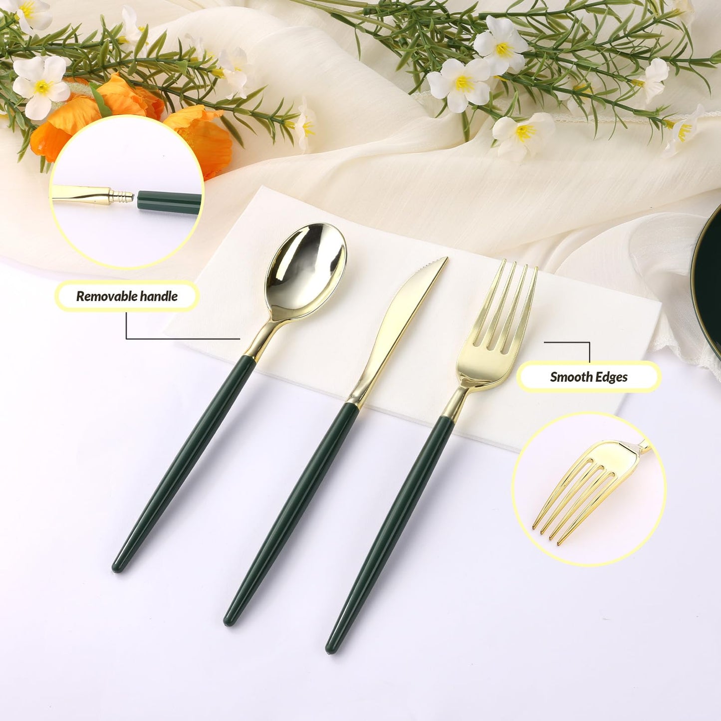 90 Pcs Heavy Duty Disposable Gold Plastic Silverware Set, Perfect for Wedding, Birthday, Party, Graduation