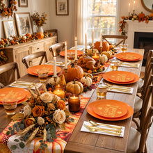 Elegant Orange Round Gold Rim Dinnerware Set