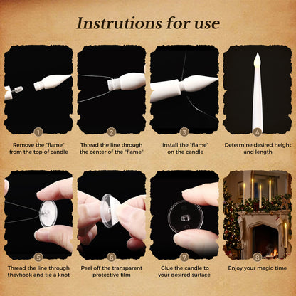 Taper Flameless Hanging Candles with 1 Magic Wands