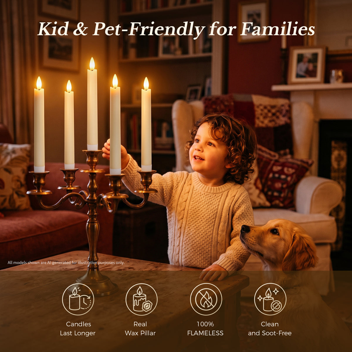 9.6 In Paraffin Wax Flameless Taper Candles