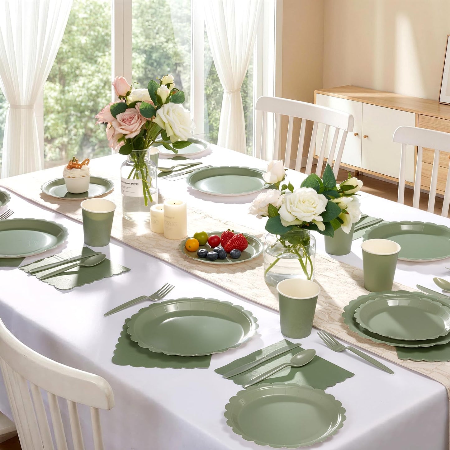 Fancy Disposable Paper Dinnerware Set for Birthday, Wedding, Bridal, and Baby Shower