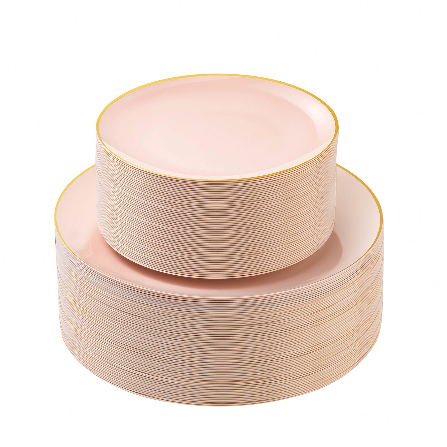 Goodluck 100PCS Disposable Pink Gold Plastic Plates for Party, Wedding, and Graduation