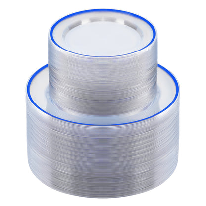Clear with Single Rim Heavy-Duty Plastic Plates for Parties and Daily Use