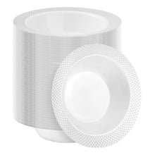 Goodluck 12oz Disposable Heavy Duty Plastic Bowls with Silver Rim for Parties, Weddings, and Everyday Use