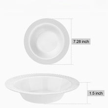 Goodluck 12oz Disposable Heavy Duty Plastic Bowls with Silver Rim for Parties, Weddings, and Everyday Use