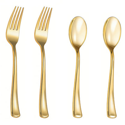 Disposable Heavy Duty Spoons and Forks for Parties, Weddings, Catering, and Dinners