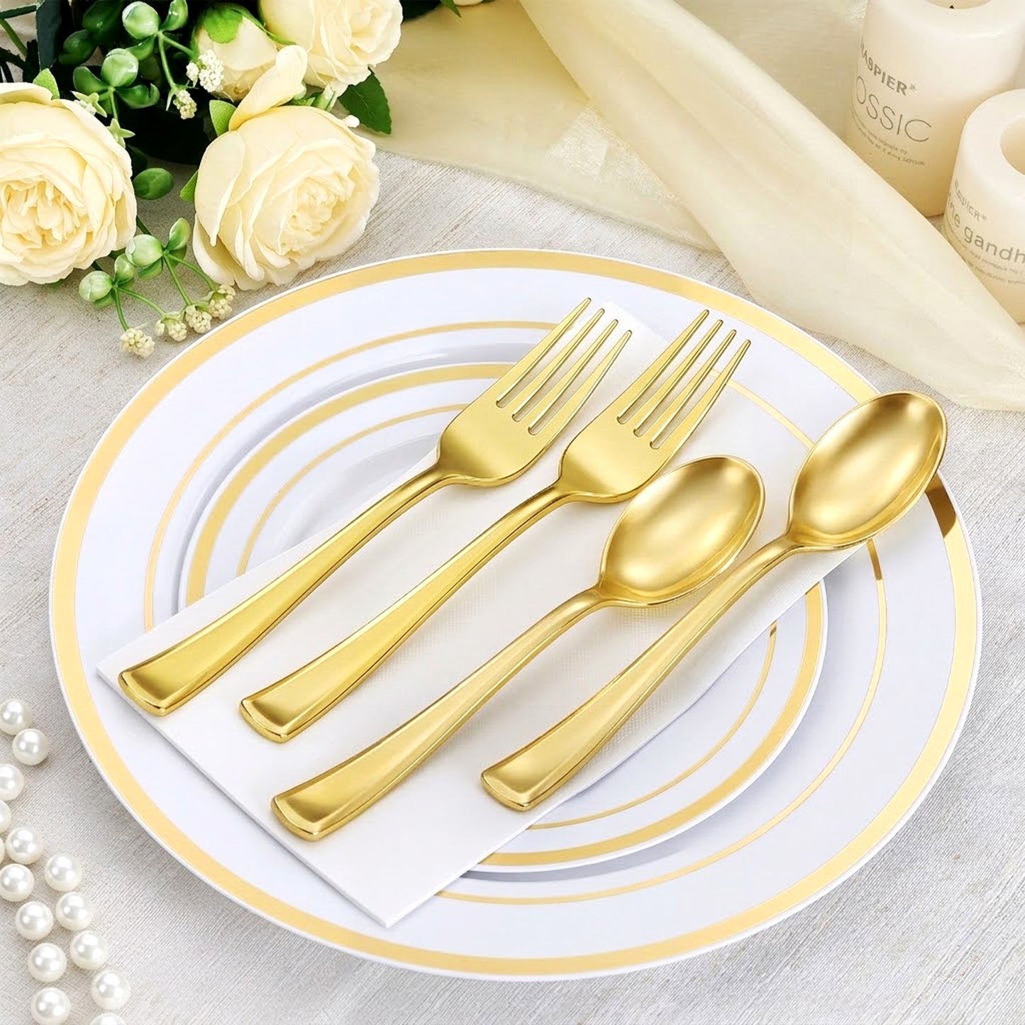 Disposable Heavy Duty Spoons and Forks for Parties, Weddings, Catering, and Dinners